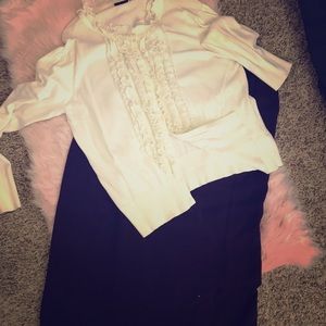 Cream ruffled cardigan!